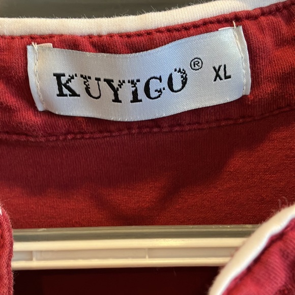 Kuyigo Men’s Red & White Long Sleeve Shirt Size XL - Picture 6 of 13